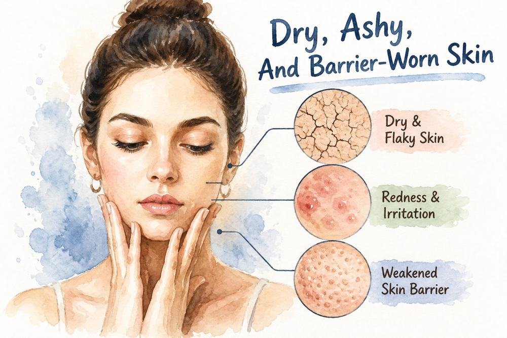 Dry, Ashy, And Barrier-Worn Skin