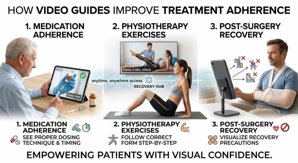 How do videos help patients follow treatments correctly?