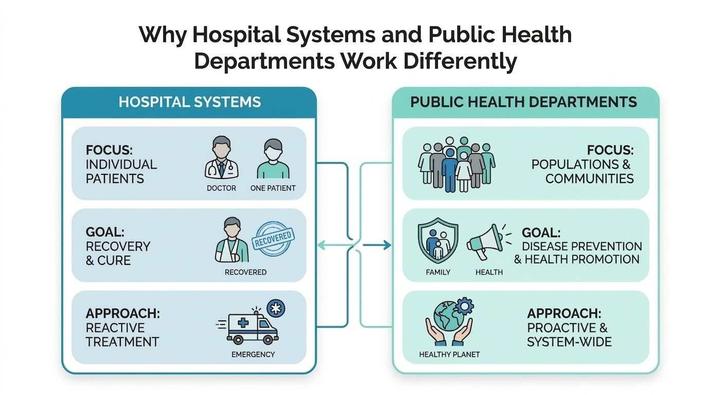 Why Hospital Systems and Public Health Departments Work Differently