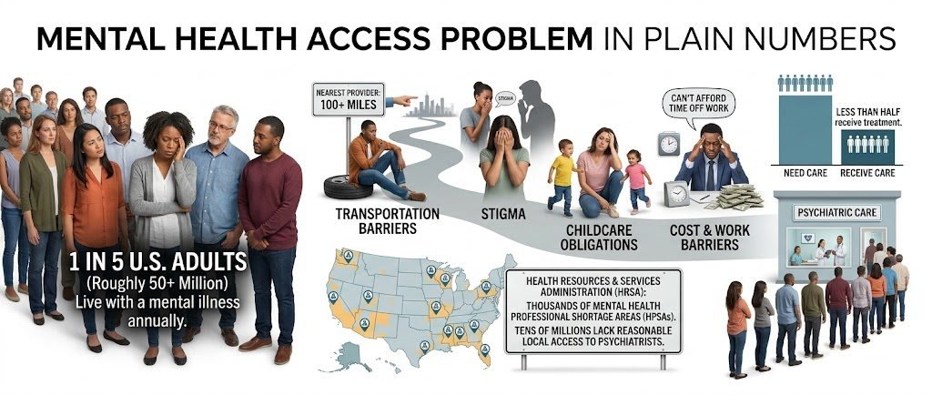Mental Health Access Problem in Plain Numbers