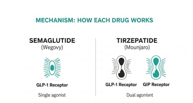 Tirzepatide and semaglutide
